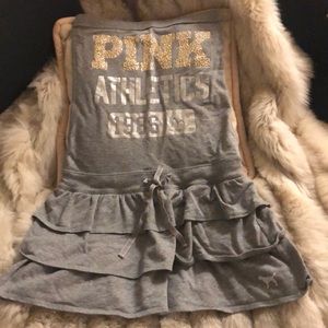 VS Pink Grey tube top ruffle dress